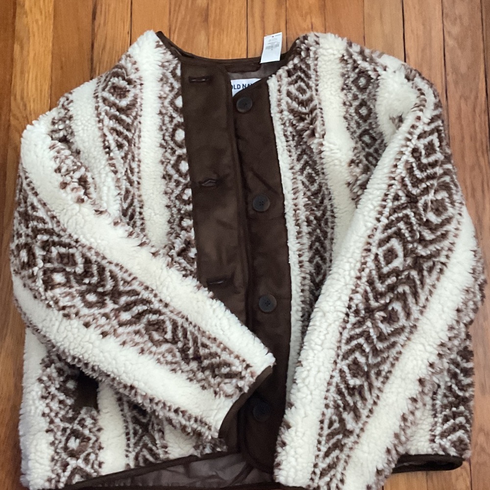 Old Navy Brown and Cream Puffer Jacket